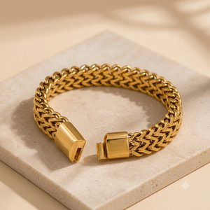 MENS 18k GOLD PLATED LOCK BRACELET - 14 MM