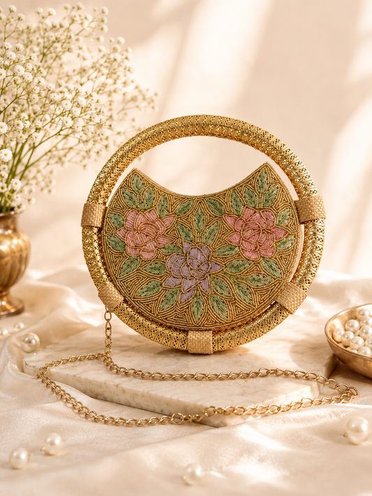 Heritage Bloom Embroidered Potli Clutch