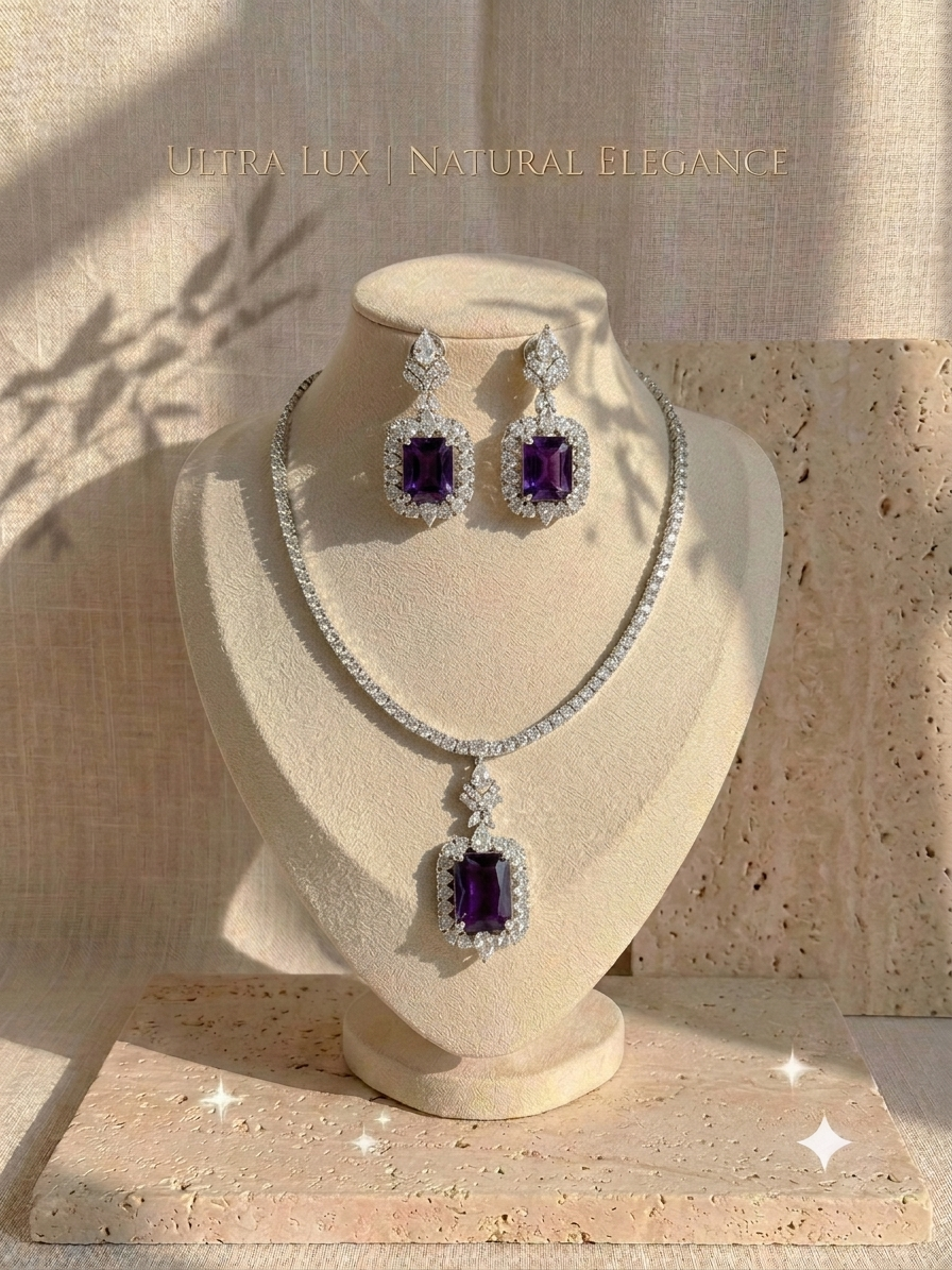 LAVENDER STATEMENT AD NECKLACE