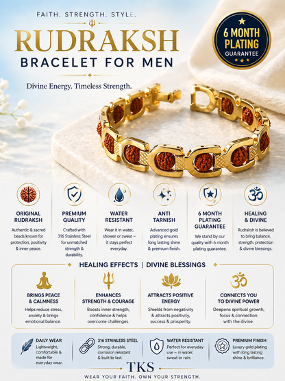 Gold-Plated Rudraksha Chain Bracelet