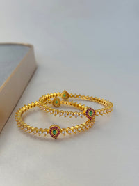 ANTIQUE EMERALD AND RUBY STONE BANGLES