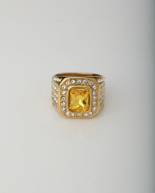 MEN'S YELLOW SAPPHIRE GOLD PLATED RING