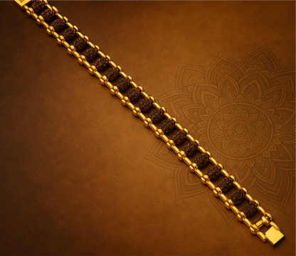 Rudraksha Men’s Dailywear Gold Plated Bracelet