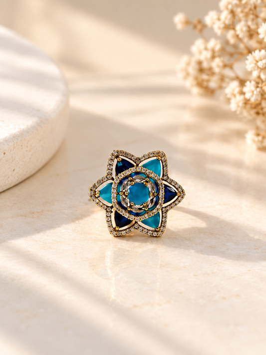 ANTIQUE GOLD PLATED ADJUSTABLE COCKTAIL RING