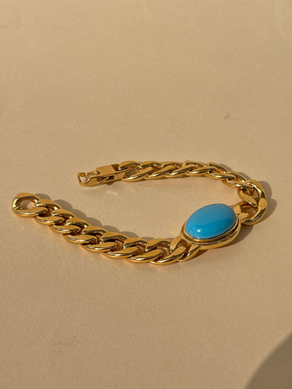 Luxury Gold-Plated Blue Stone Chain Bracelet