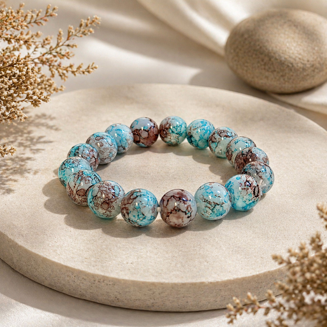 Natural Aqua Marble Stone Bracelet