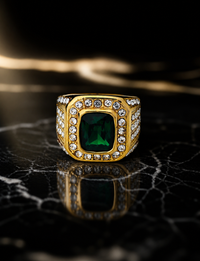 MEN'S EMERALD GOLD PLATED RING