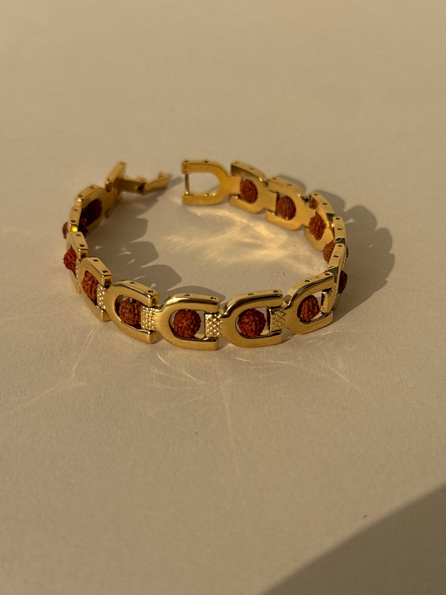 Gold-Plated Rudraksha Chain Bracelet