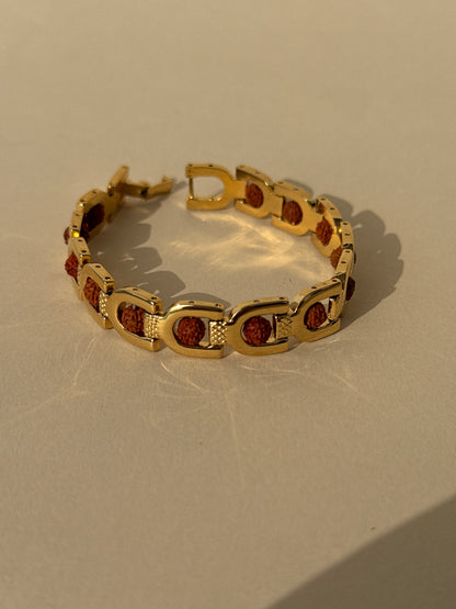 Gold-Plated Rudraksha Chain Bracelet