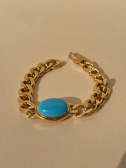 Luxury Gold-Plated Blue Stone Chain Bracelet