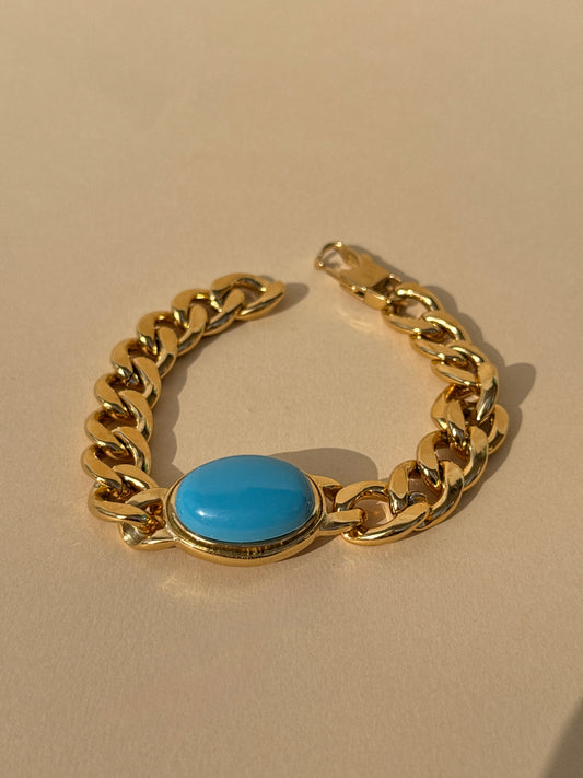 Luxury Gold-Plated Blue Stone Chain Bracelet