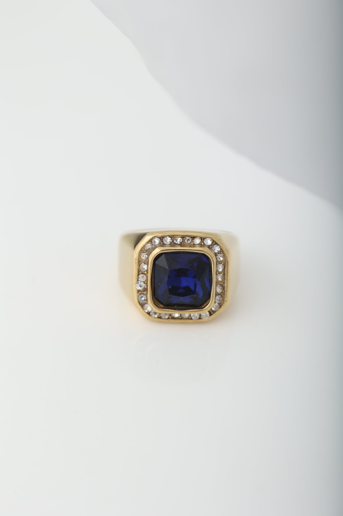 MEN'S BLUE SAPPHIRE GOLD PLATED RING