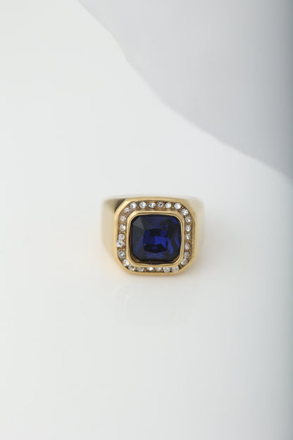 MEN'S BLUE SAPPHIRE GOLD PLATED RING