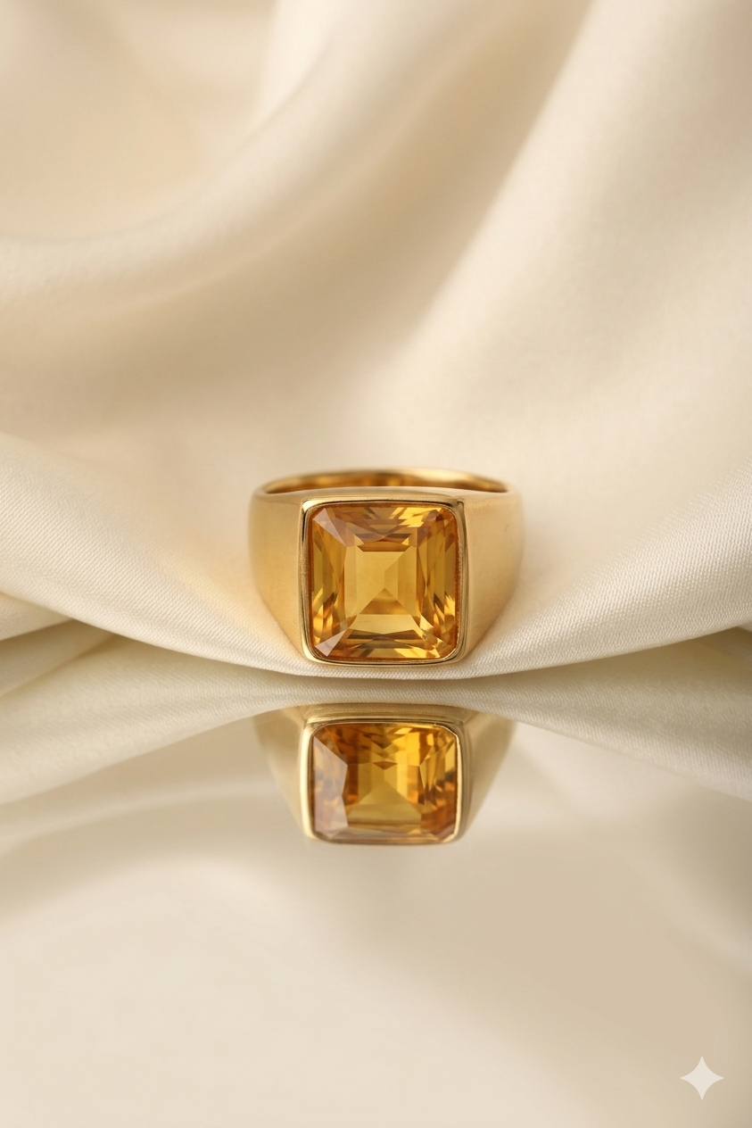 MEN'S YELLOW SAPPHIRE GOLD PLATED RING
