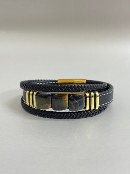 TIGER EYE LEATHER BRACELET