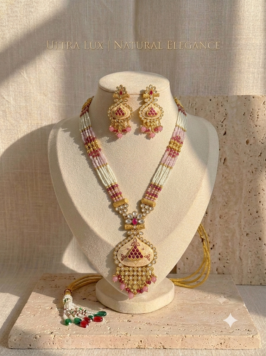 Antique Micro Gold Plated Long Necklace Set