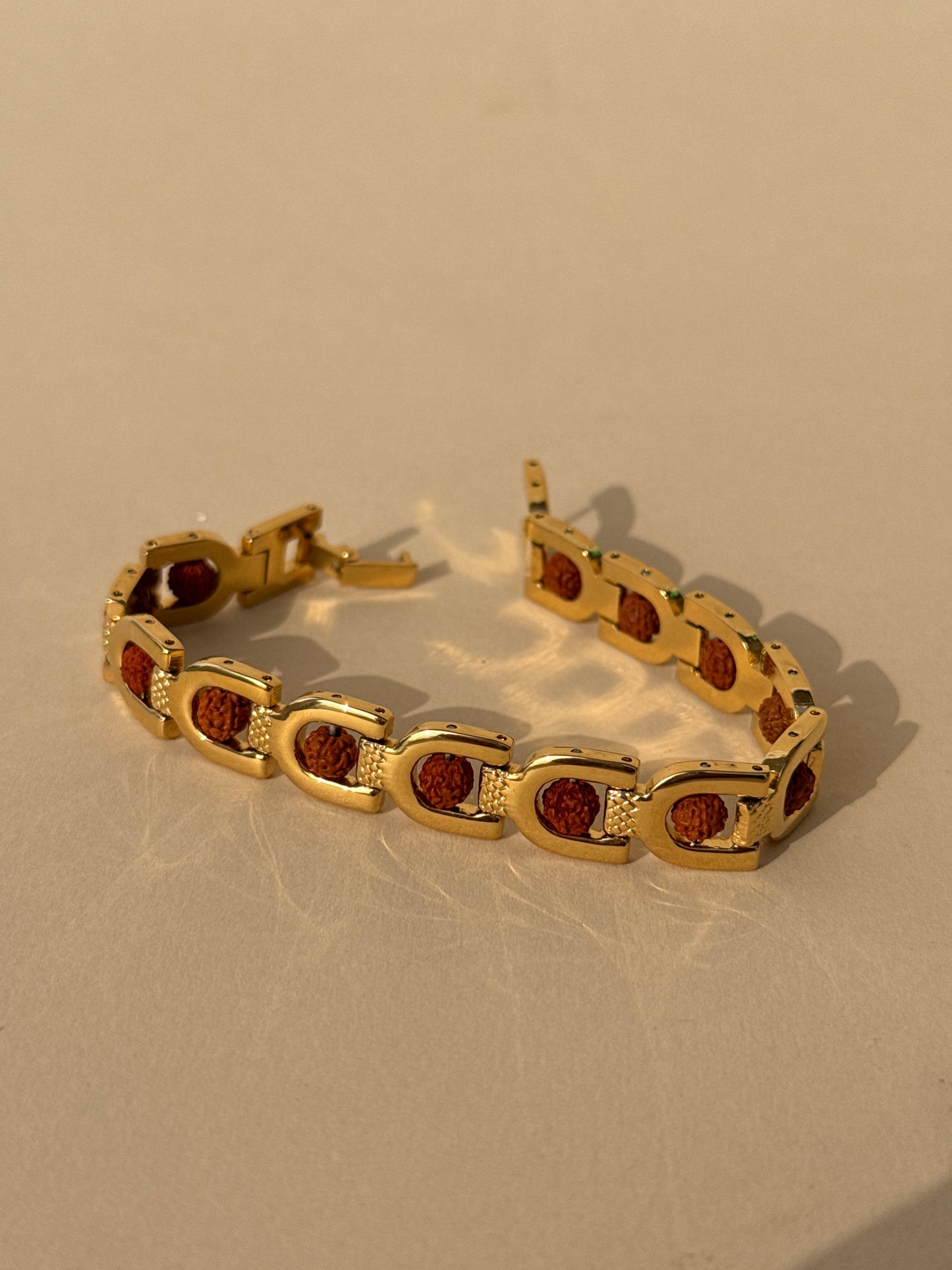 Gold-Plated Rudraksha Chain Bracelet