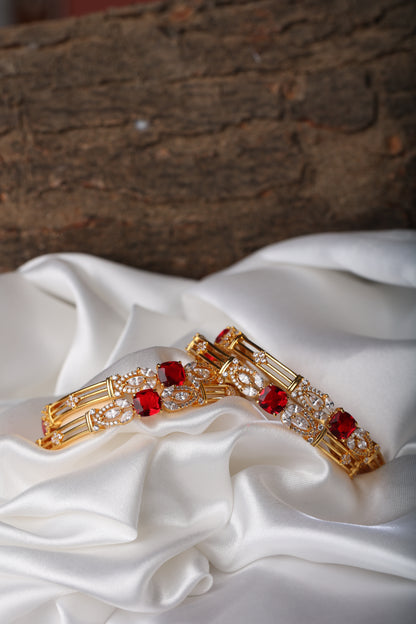 ANTIQUE RUBY MICRO GOLD PLATED BANGLE