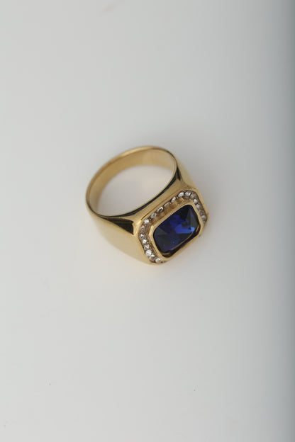 MEN'S BLUE SAPPHIRE GOLD PLATED RING
