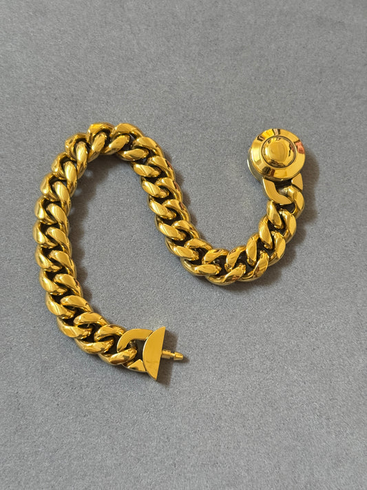 MENS 18k GOLD PLATED LOCK BRACELET - 15 MM