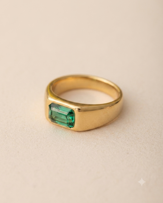 MEN'S EMERALD 18k GOLD PLATED RING
