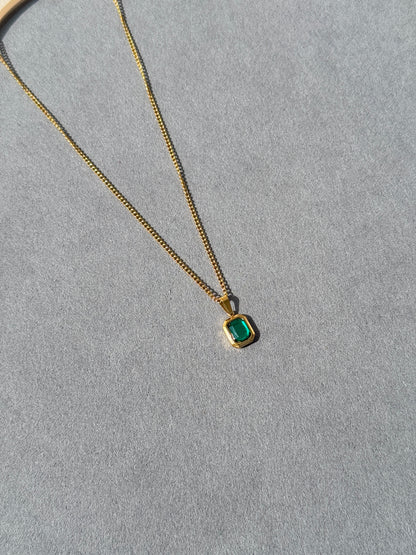 18K ANTI TARNISH GOLD PLATED EMERALD CHAIN