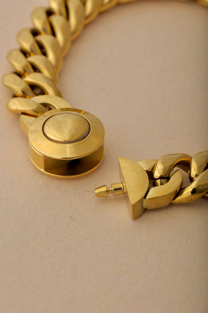MENS 18k GOLD PLATED LOCK BRACELET - 16 MM