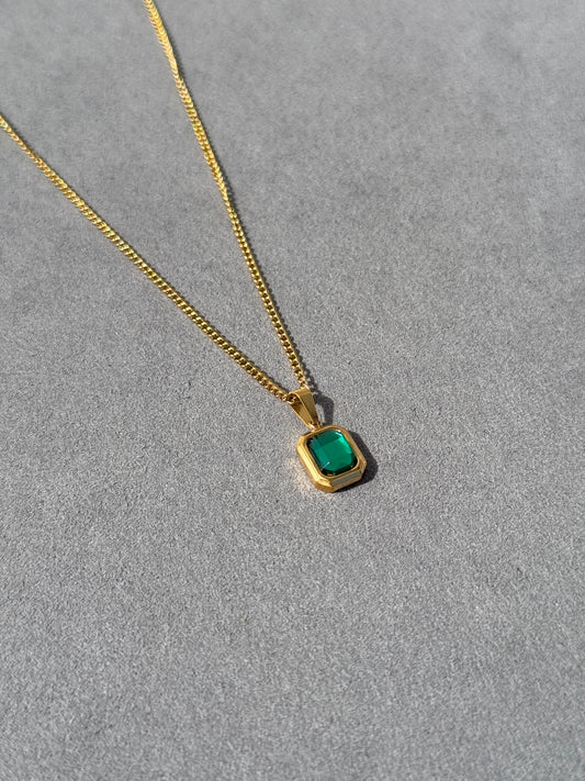 18K ANTI TARNISH GOLD PLATED EMERALD CHAIN
