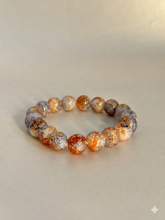 Earth-Tone Fire Agate Bead Bracelet