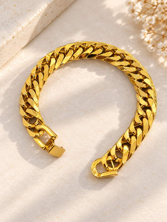 Aurex 18K Gold Cuban Link Bracelet