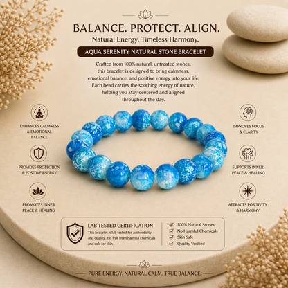 Aqua Serenity Natural Stone Bracelet – Balance, Protection & Inner Peace