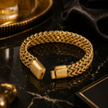 MENS 18k GOLD PLATED LOCK BRACELET - 14 MM