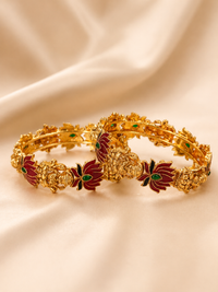Lakshmi Lotus Antique Gold-Plated Bangles