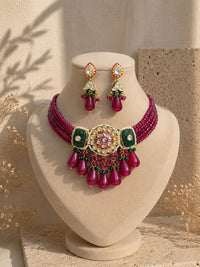 Rajwadi Kundan Ruby Beaded Choker Set