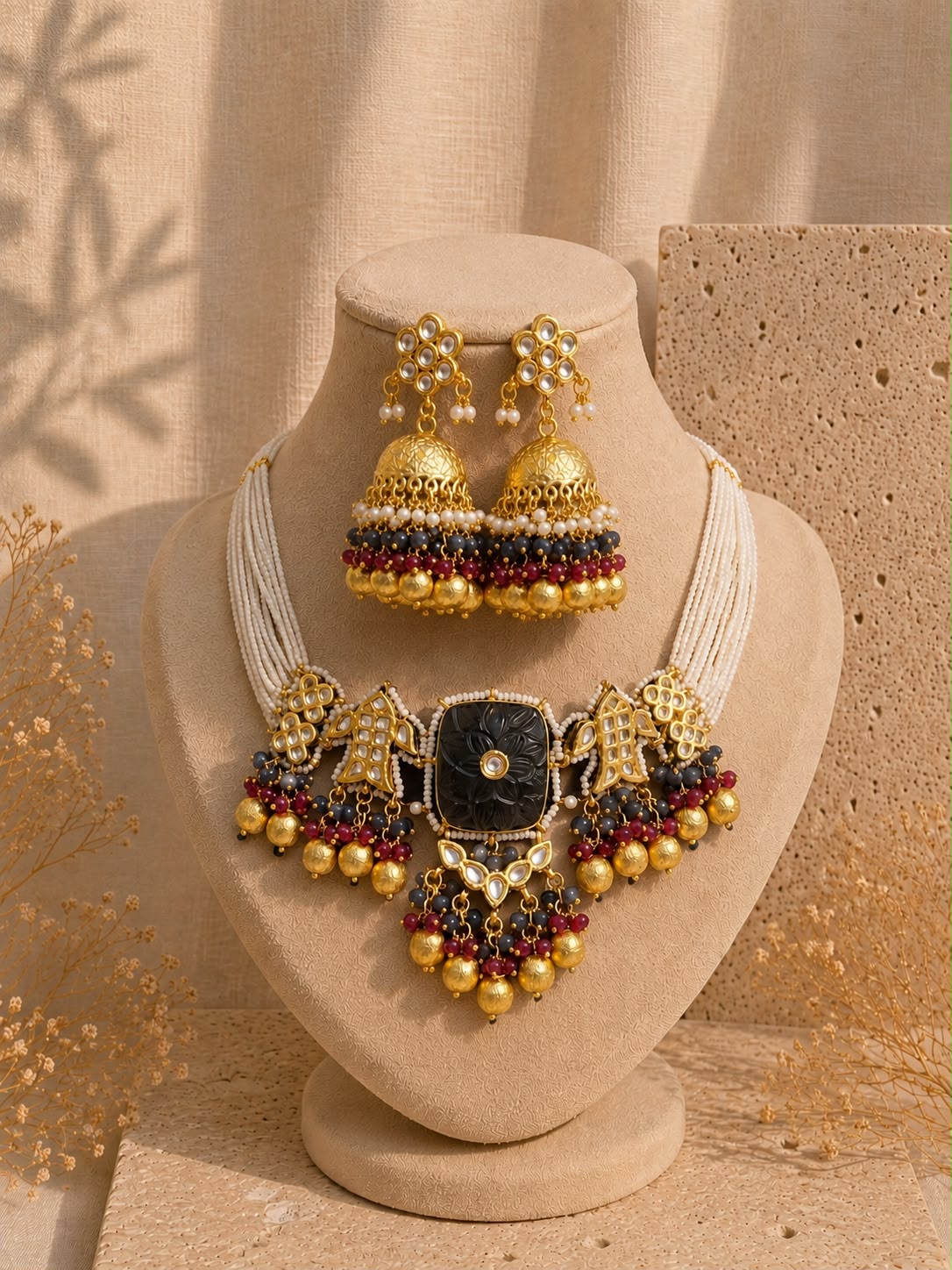 Noir Rajwadi Kundan Statement Necklace