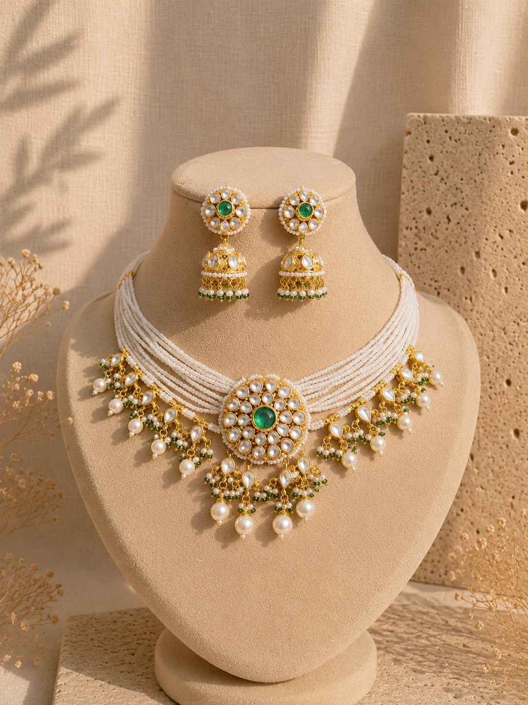 Emerald Pearl Kundan Choker