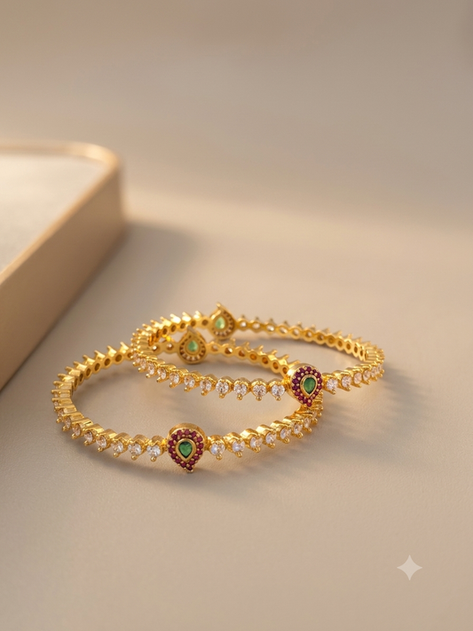 ANTIQUE EMERALD AND RUBY STONE BANGLES