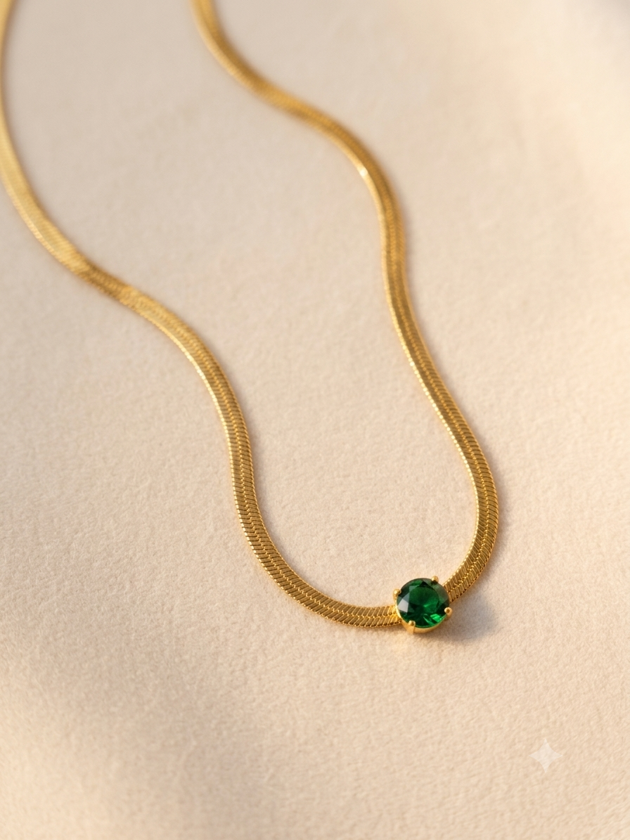 EMERALD 18k GOLD PLATED CHAIN