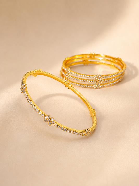 ANTIQUE MICRO GOLD PLATED CZ BANGLES