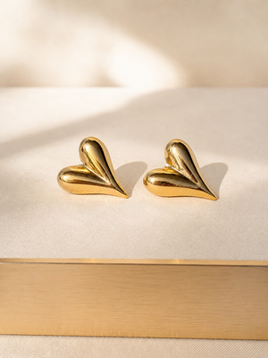 18k ANTI TARNISH GOLD PLATED HEART EARRINGS
