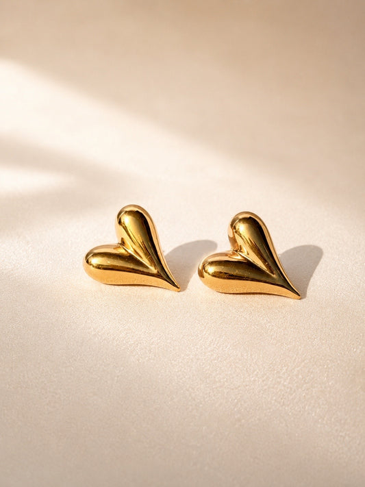 18k ANTI TARNISH GOLD PLATED HEART EARRINGS