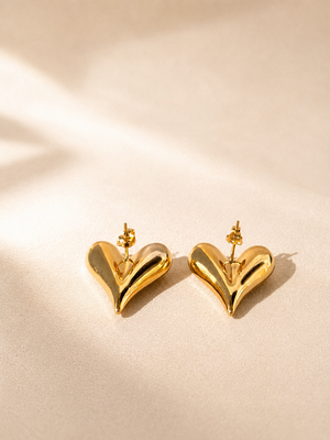 18k ANTI TARNISH GOLD PLATED HEART EARRINGS