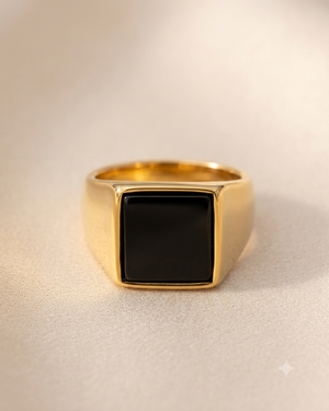MEN’S GOLD PLATED BLACK RING
