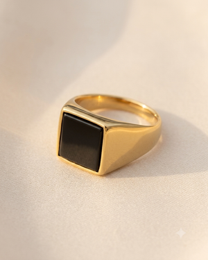 MEN’S GOLD PLATED BLACK RING