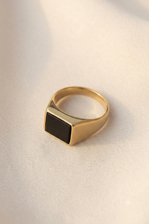 MEN’S GOLD PLATED BLACK RING