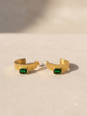 EMERALD 18K GOLD PLATED EARRINGS