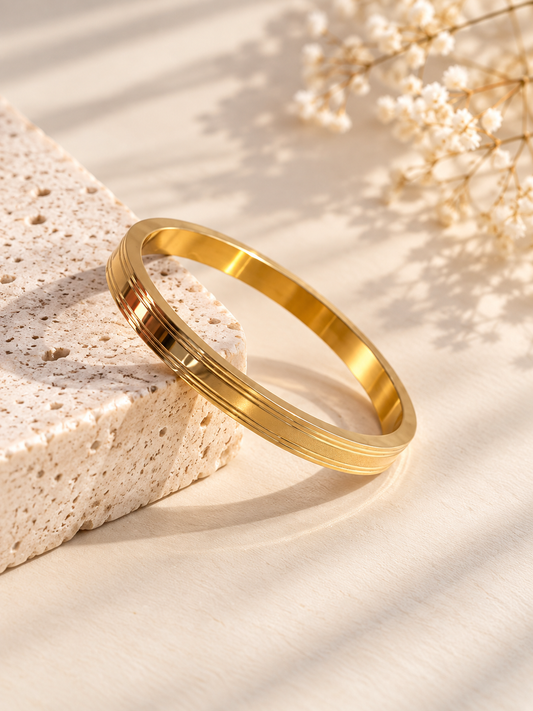 MENS 22K GOLD PLATED ANTI TARNISH KADA - 8 MM