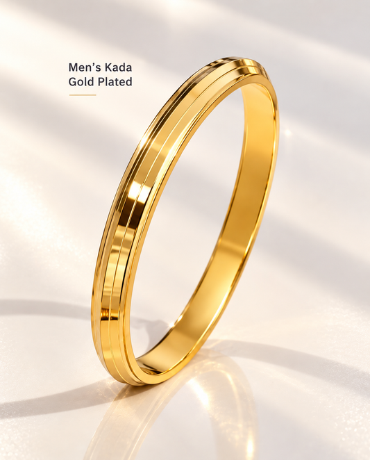 MENS 22K GOLD PLATED ANTI TARNISH KADA - 8 MM