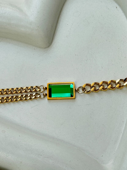 18K GOLD PLATED ANTI TARNISH EMERALD BRACELET