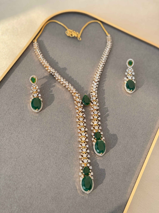 EMERALD STATEMENT DROP NECKLACE SET